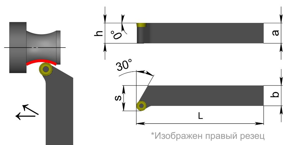 Резец круглый чертеж